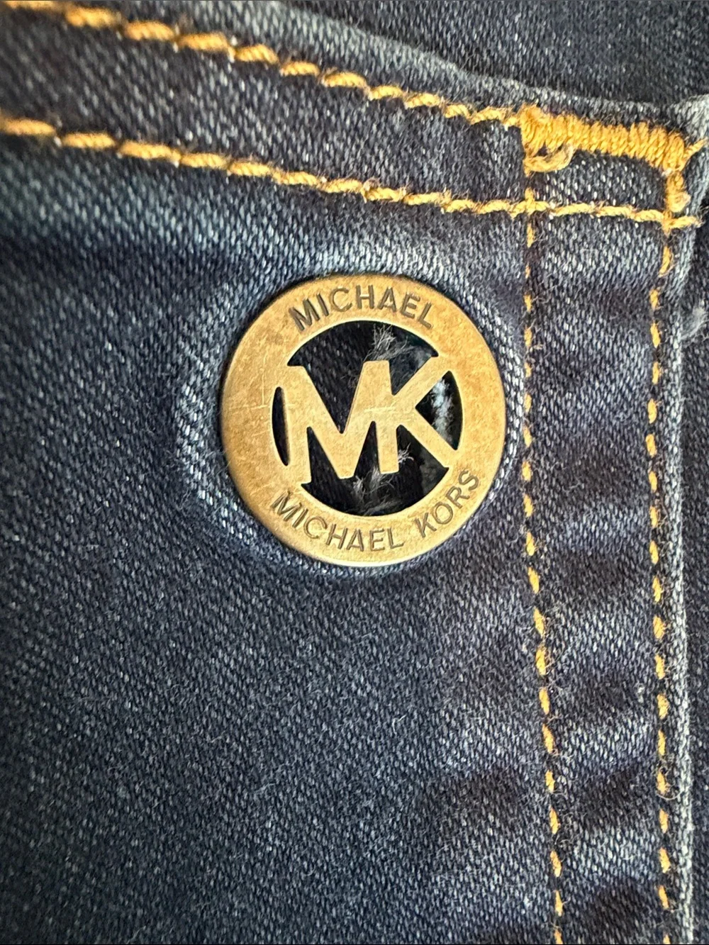 Michael Kors Dark Blue Denim Jeans with Gold Stitching